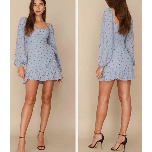 Reformation blue floral mini Cammi dress - Picture 8 of 9